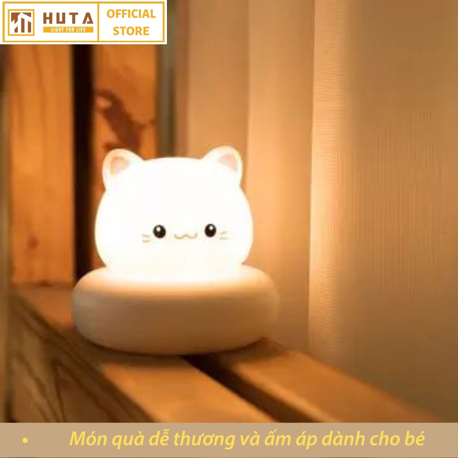 Đèn Ngủ Mini Cho Bé Huta Light For Life Hình Thú MEO01 Chú Mèo Cute, Đầu Cắm USB, Uốn Dẻo Tiện Lợi, Decor Phòng Ngủ