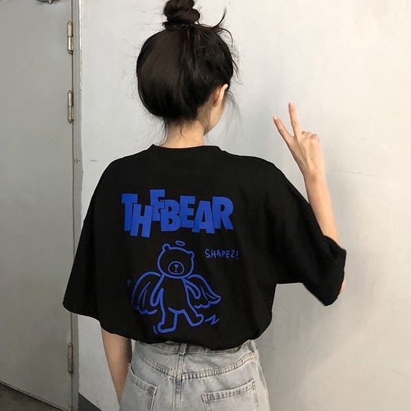 Áo thun ZHELIHANGFEI tay ngắn in chữ thiết kế dáng rộng thoải mái tùy chọn màu sắc