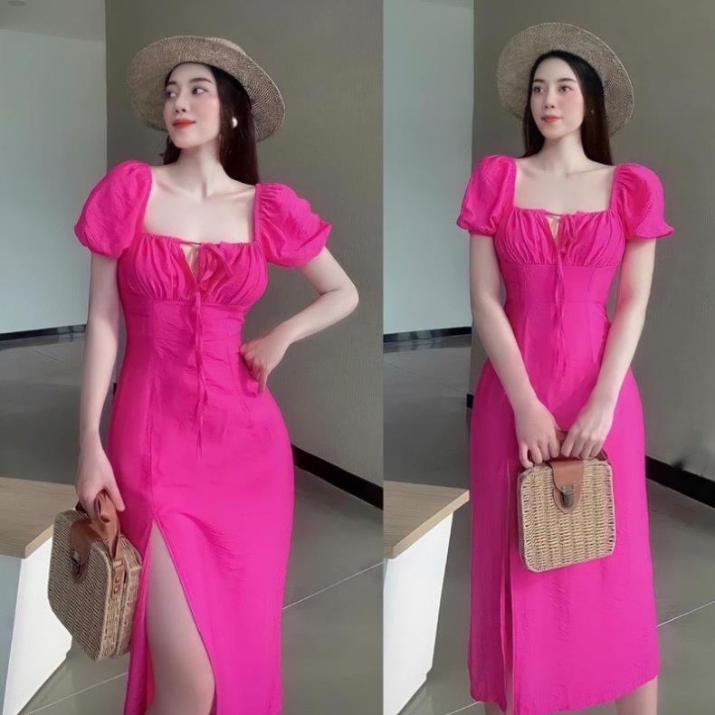 Đầm Váy Nữ Xẻ Tà Dây Kéo Sau Lưng Tiểu thư