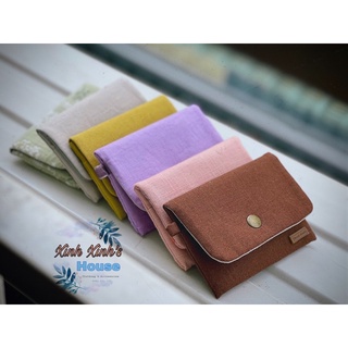 Ví vải Linen 2 ngăn màu trơn phong cách BASIC (100% handmade)