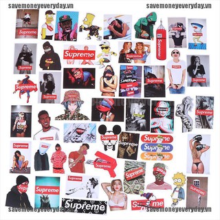 [🍄🍄Save] 50Pcs Supreme fashion stickers graffiti car laptop skateboard guitar decals [VN]