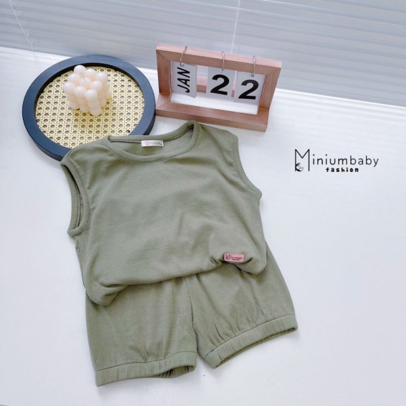 [MINIUMBABY] Bộ Đồ Thun Tăm Sát Nách Siêu Mềm Mịn Co Dãn Cho Bé Ngày Hè Năng Động