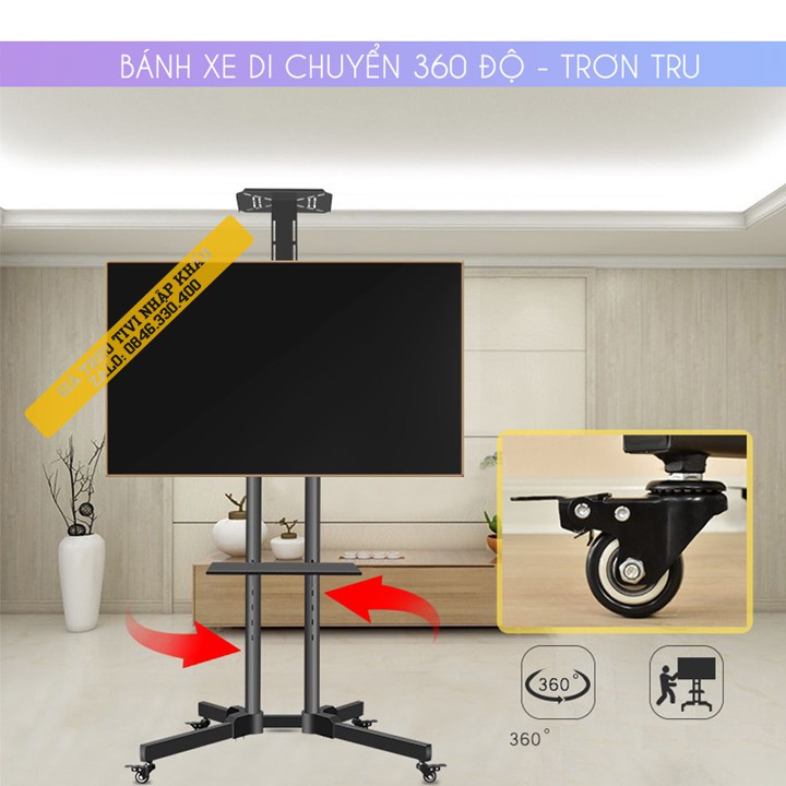 Giá treo tivi di động có bánh xe 1500A 32 - 55 inch - Kệ Cột Treo Tivi Di Chuyển