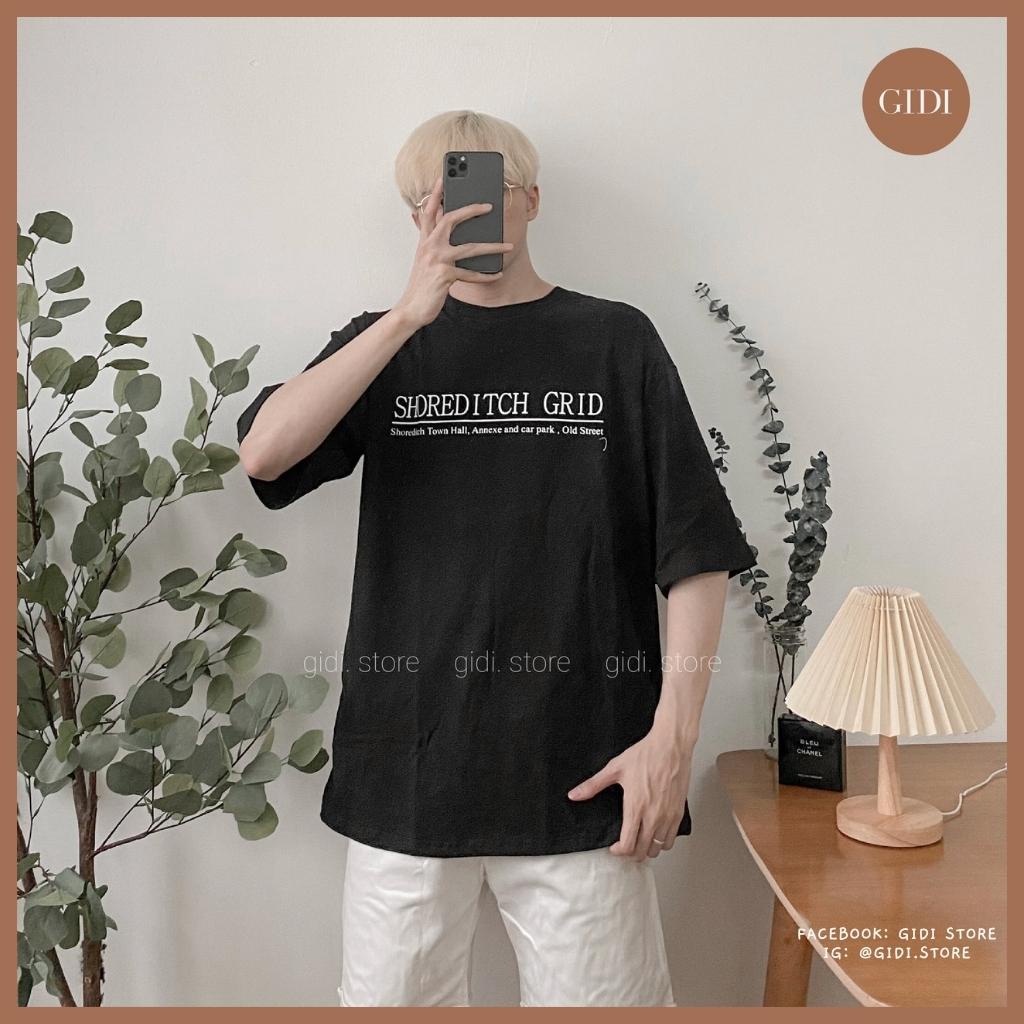 Áo Phông BASIC Nam Nữ Unisex in chữ GRID màu Hồng/ Trắng/ Đen/ Choco form rộng vải thun co giãn không nhăn GIDI
