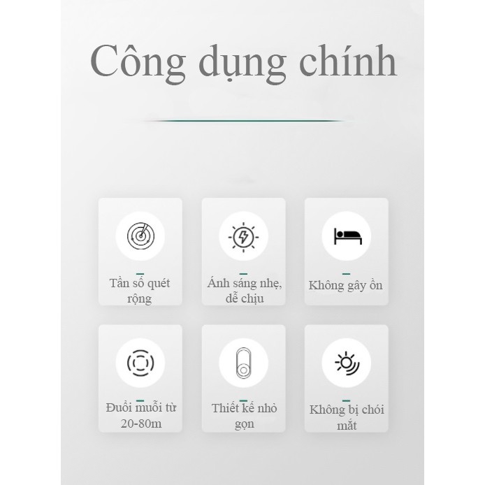 Máy đuổi muỗi bằng sóng siêu âm - có đèn ngủ - màu xanh - K1178