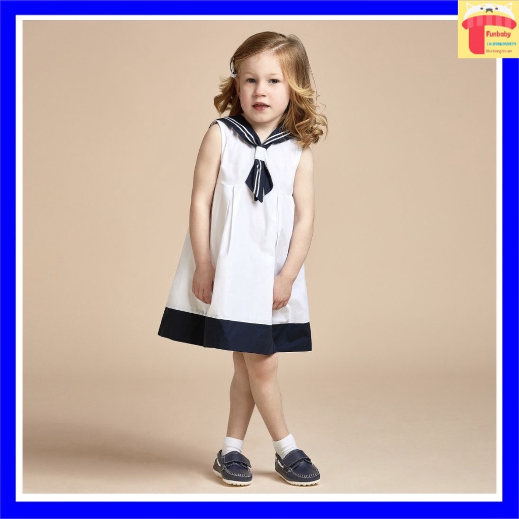 Đầm bé gái 3-12 tuổi sát nách Jam & Jenny, Váy thủy thủ cho bé chất cotton poplin siêu xịn sò thoáng mát