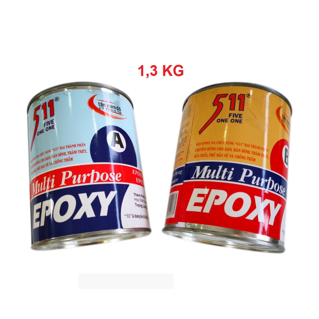 Keo AB Epoxy 511 dán đá dán nhựa dán gỗ dán kim loại 675gr / 1.3kg