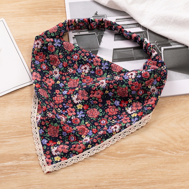 Khăn Quấn Đầu Cột Nơ Sau Lưng In Họa Tiết Hoa Tươi Mới Phong Cách Kerchief