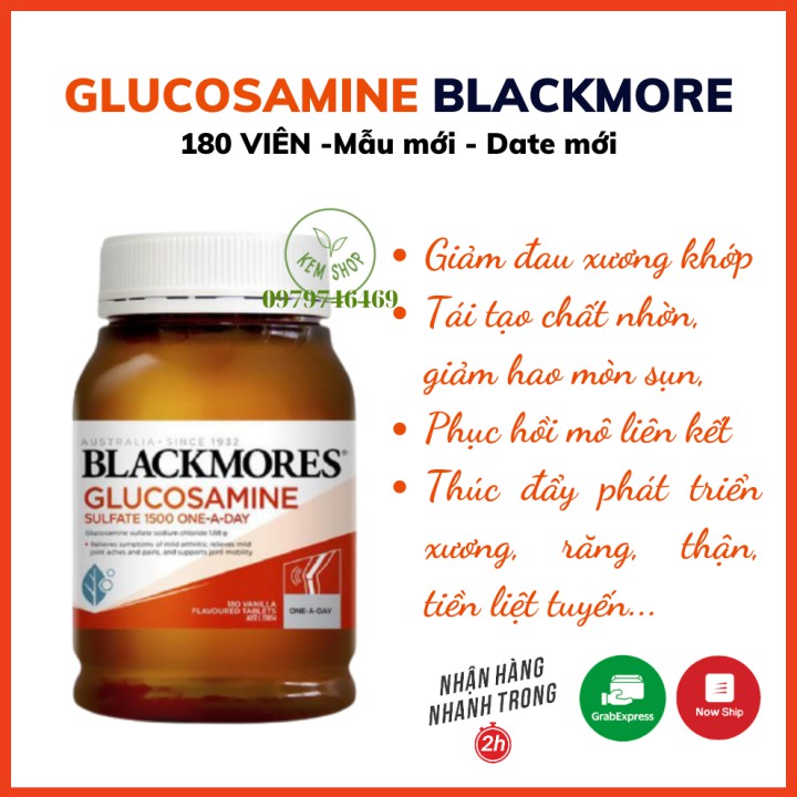 [HÀNG CHÍNH HÃNG] Viên uống Blackmores Glucosamine 1500mg Úc 180 viên mẫu mới