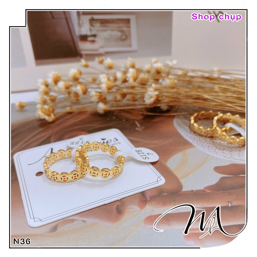 Nhẫn Titan nam nữ không gỉ kim tiền tài lộc - Măng’s House N36