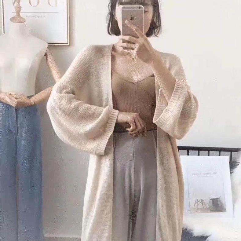 Áo len khoác cardigan mỏng hot hit - dáng dài (85~90cm) (812#)