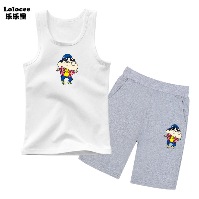 Bộ quần áo trẻ em Baby Boy Quần áo mùa hè Crayon Shin-Chan Vest + quần Bộ quần áo thể thao trẻ em bằng bông Tank cho trẻ em