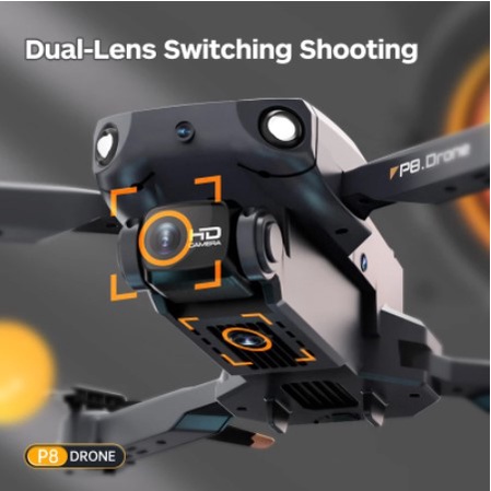 Flycam Mini Giá Rẻ Drone P8 2 Camera 12MP, Pin Lithium 2000mAh bay 25 Phút, Cảm Biến 4 Chiều, Chống Rung | BigBuy360 - bigbuy360.vn