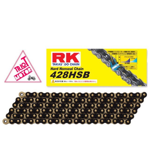 Sên RK Takasago Nhật bản vàng/đen  428HSB - sên Exciter / Winner / Winner X / Raider / Satria