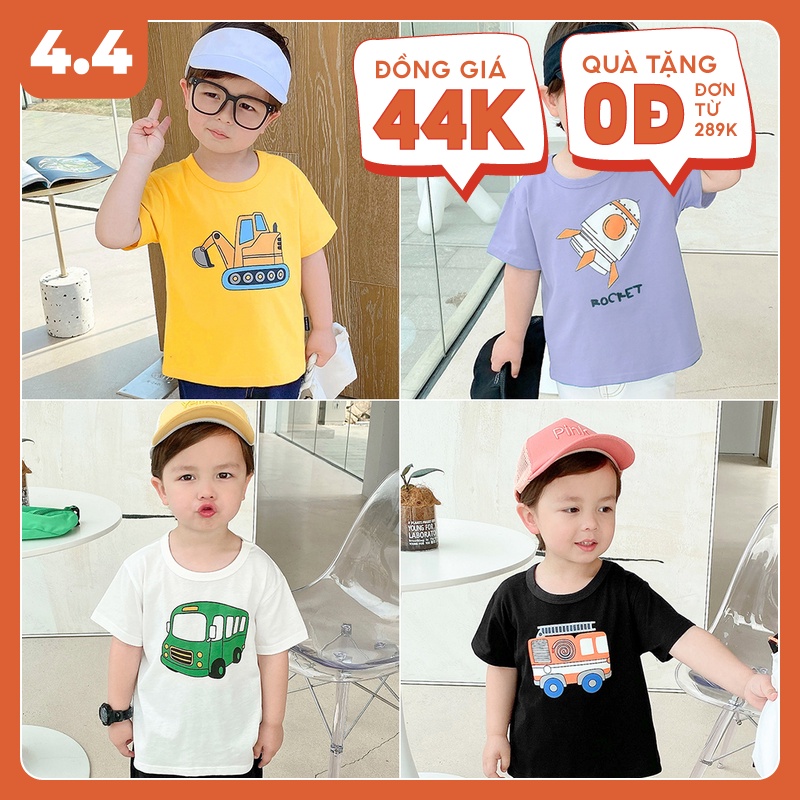 Áo thun cộc tay cho bé 2 3 4 5 6 7  tuổi cotton in hình xe co giãn thoáng mát Magickids Quần áo trẻ em mùa hè AO22001