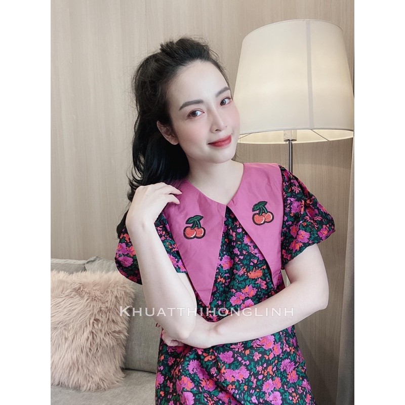 [Siêu Hot] Váy Hoa Hồng Dáng Suông, Đầm Hoa Tay Cộc Siêu Xinh Có Ảnh Thật Kèm Video