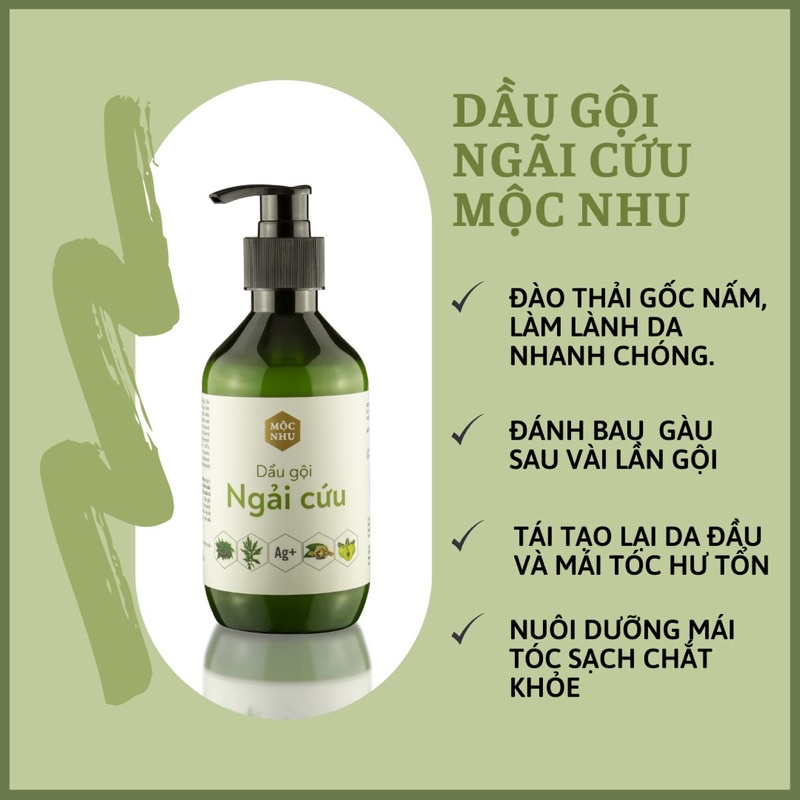 Dầu Gội Ngải Cứu Mộc Nhu 300ml - Giảm Gàu Ngứa - Giảm Nấm Da Đầu