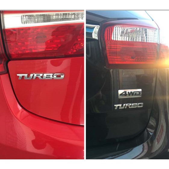 Chữ logo Turbo 3D hợp kim dán trang trí ô tô xe hơi