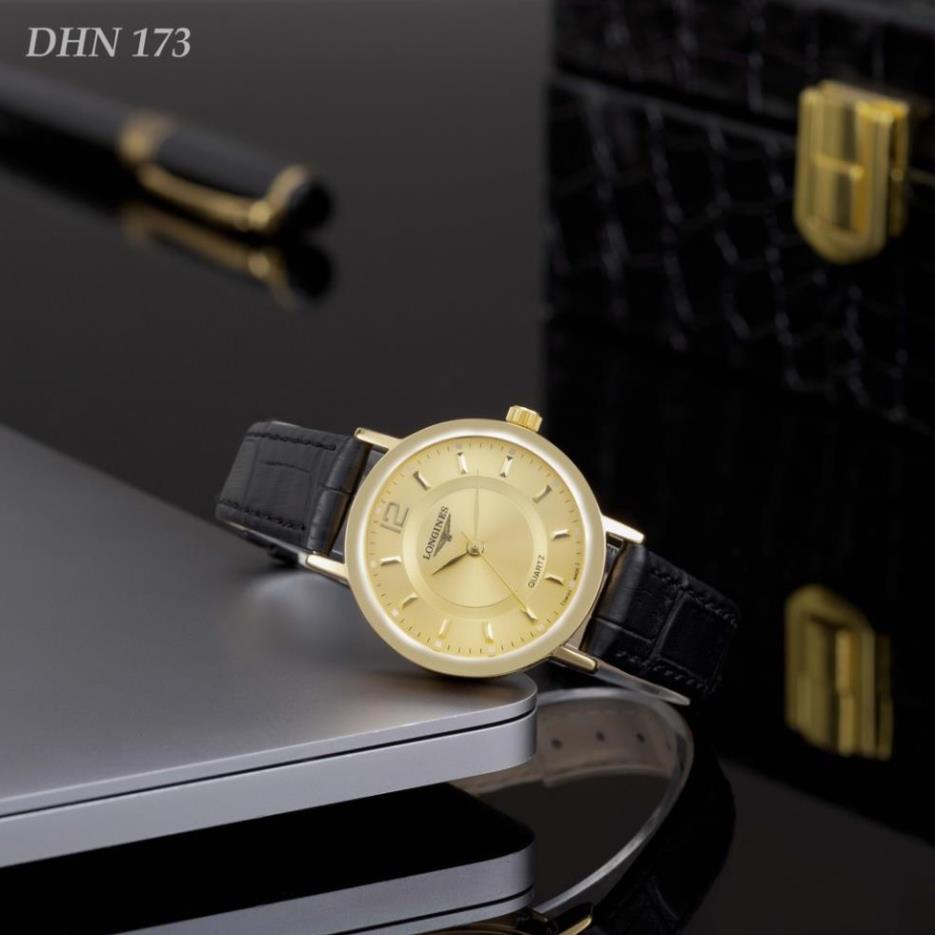 Đồng hồ nữ Longines viền mạ vàng mặt tròn sang trọng dây day cao cấp DHN173 huongquynh