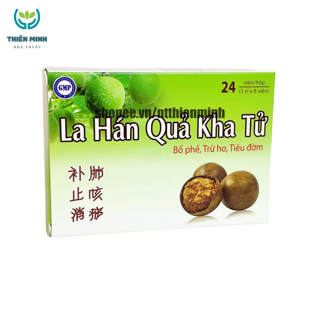 Kẹo ngậm LA HÁN QUẢ KHA TỬ giúp bổ phế, trừ ho, tiêu đờm - HỘP 20 viên