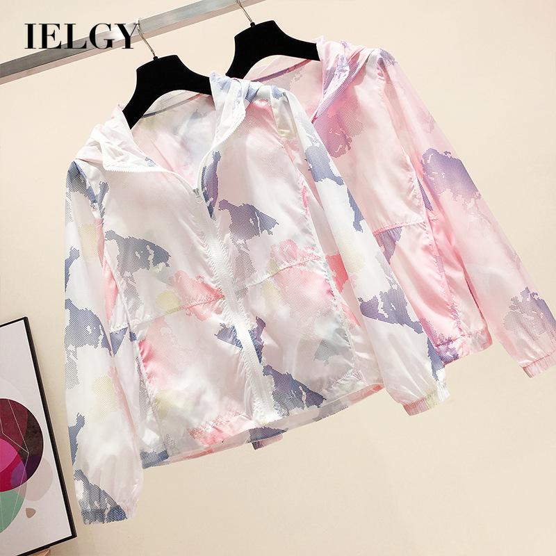 Áo khoác chống nắng IELGY tay dài thoáng khí họa tiết rằn ri thời trang cho nữ