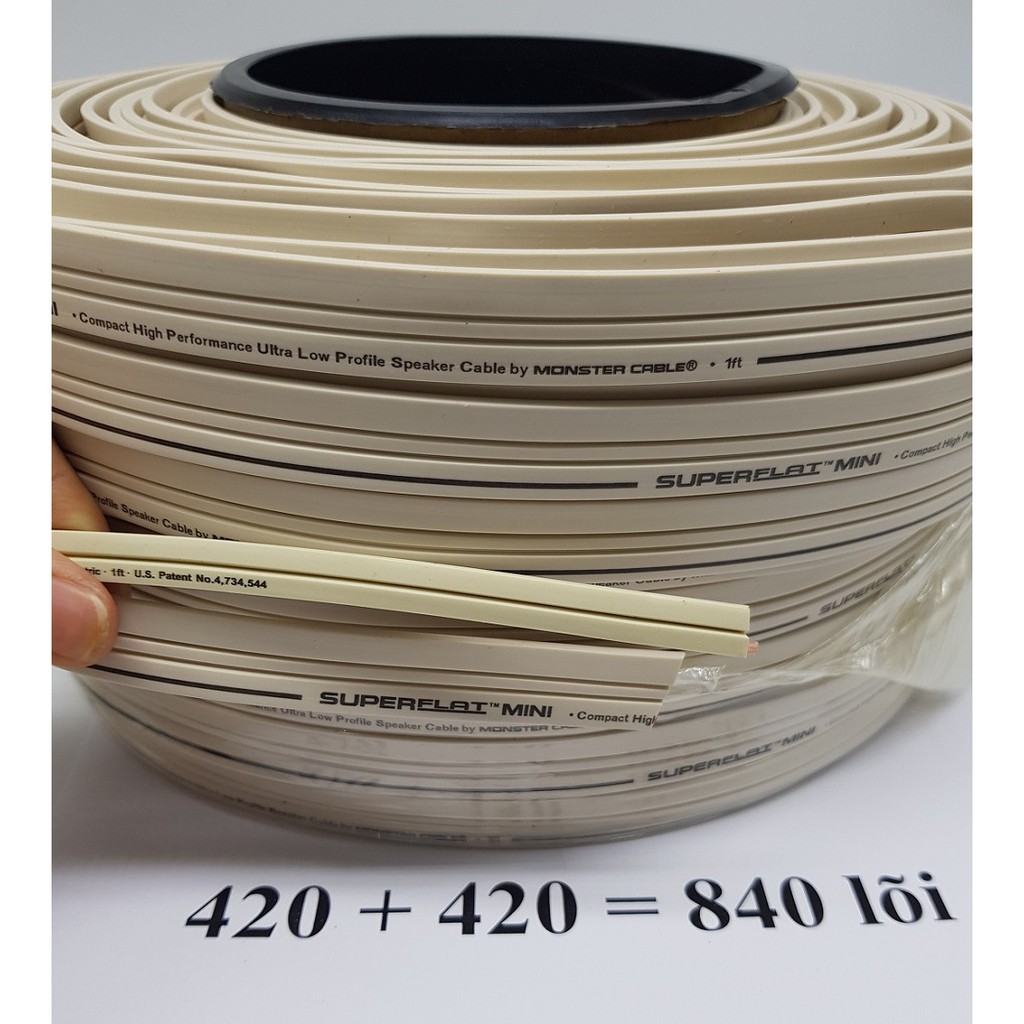 30m Dây loa Monster SUPERFLAT MINI 2 lõi 840 sợi_2 lõi * 3.52mm đồng nguyên chất - Monster SuperFlat mini