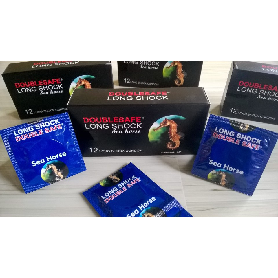 Bao cao su Cá Ngựa Doublesafe Long Shock, Kéo Dài Thời Gian, Size nhỏ 49mm hộp 12 (small size condom)
