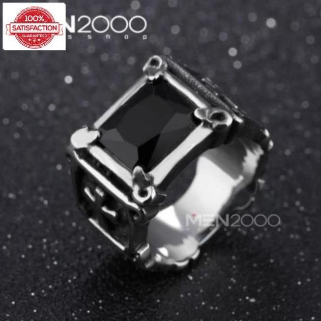 Freeship 100% Nhẫn Nam Titan Cao Cấp Đá Zircon Vuông Họa Tiết Thánh Giá Nam Tính TG-R470 Follow 100K