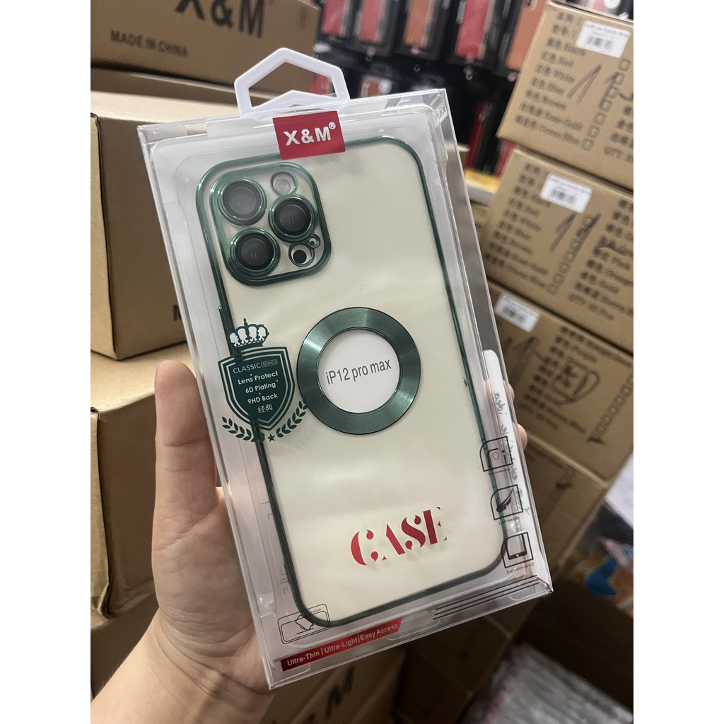 CHÍNH HÃNG Ốp lưng DẺO X&amp;M viền màu bảo vệ Camera phủ kính viền vuông iPhone X XS 11 12 13 PRO MAX