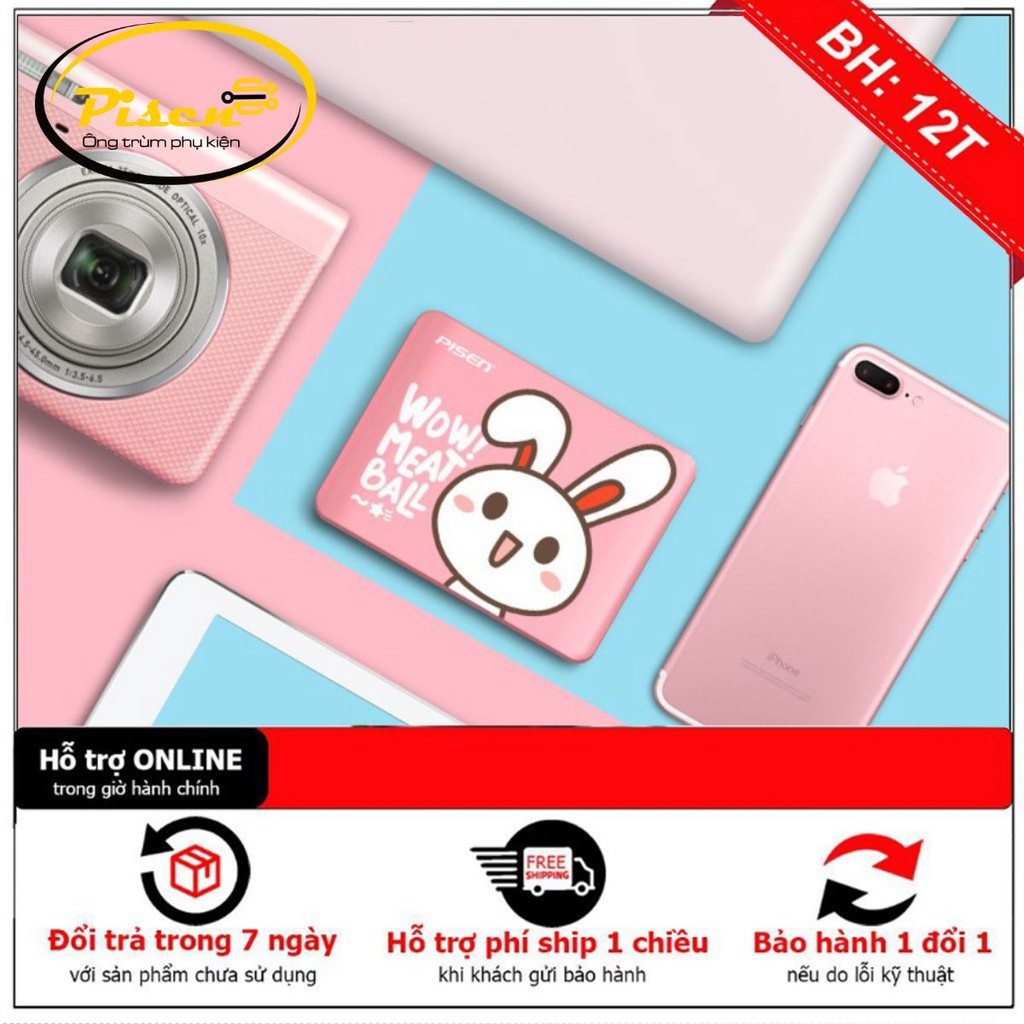 { Free ship } Pin sạc dự phòng Pisen Wow Meatball II 10000mAh Hàng chính hãng