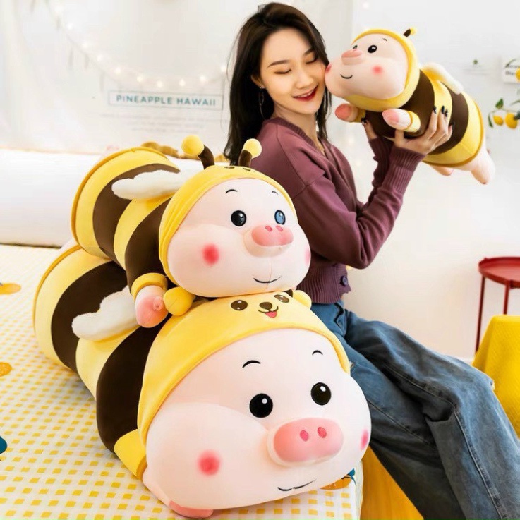 Hình ảnh Heo Ong Vàng Cosplay Size To 1m2, Thú Nhồi Bông Lợn Ong Cute Mềm Mịn #7
