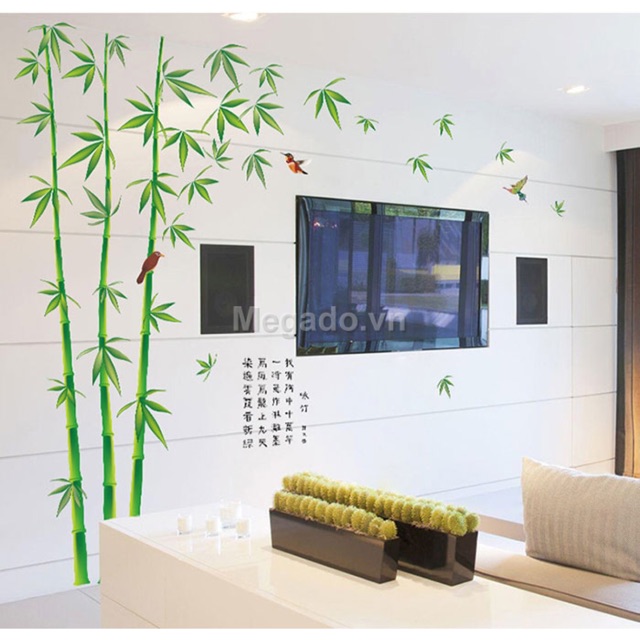 Decal dán tường chi tiết khóm trúc