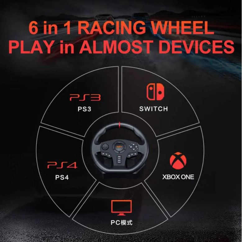 Vô lăng chơi game PXN V900 Gaming Racing Wheel – 270/900 Độ – Số Tự Động – Có Rung