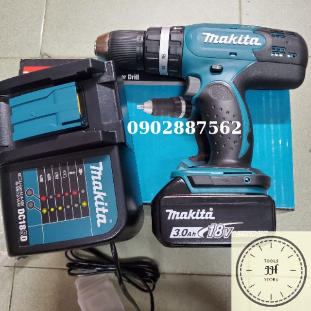 Máy khoan búa và vặn vít dùng pin Makita DHP453SFX8 ( 18V)