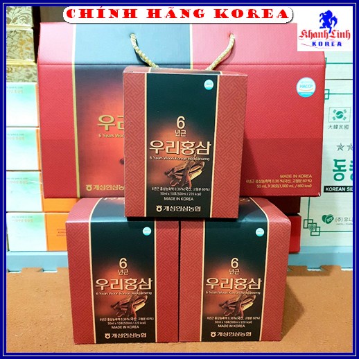 Nước Hồng Sâm 6 Năm Tuổi Woori Cao Cấp Hàn Quốc, Xách 30 Gói