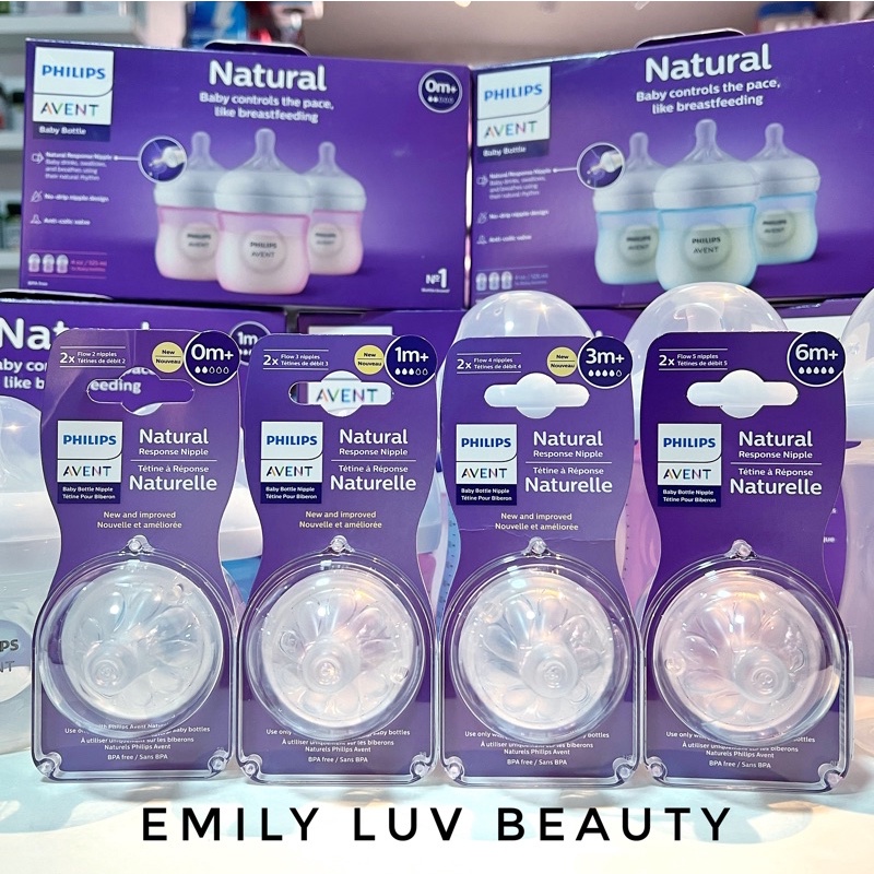 Núm ty bình Philips Avent Natural đủ size, chính hãng, có mẫu mới