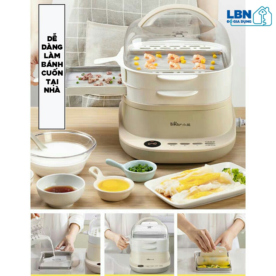 [CÓ SẴN] MÁY LÀM BÁNH CUỐN BÁNH PHỞ CUỐN MÁY HẤP LUỘC MINI ĐA CHỨC NĂNG BEAR CFJ-A30G1