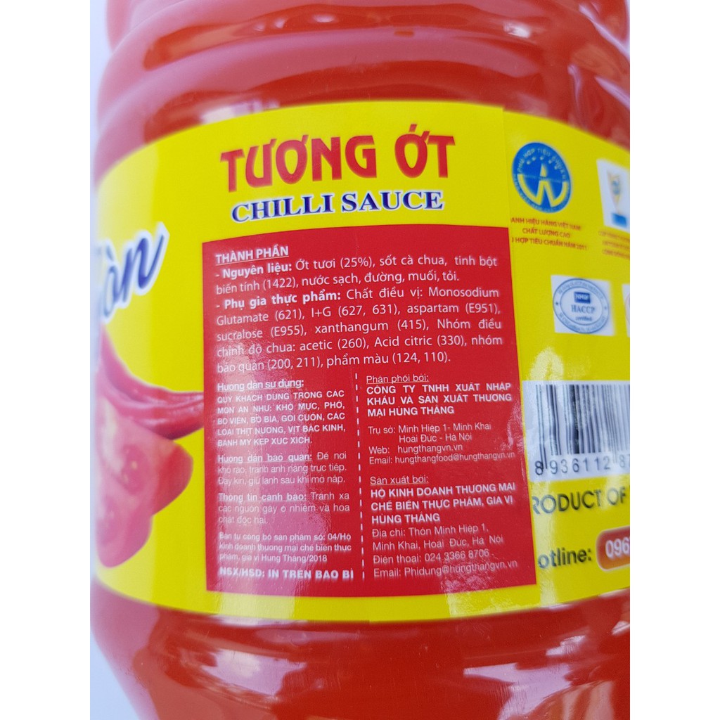 Tương ớt mã 02 Hùng Thắng Sài Gòn 2kg