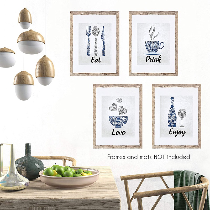 Tranh Cobalt Xanh Navy Xám Trắng Truyền Cảm Hứng Trang Trí Nhà Hàng Quán Cà Phê Ăn Uống