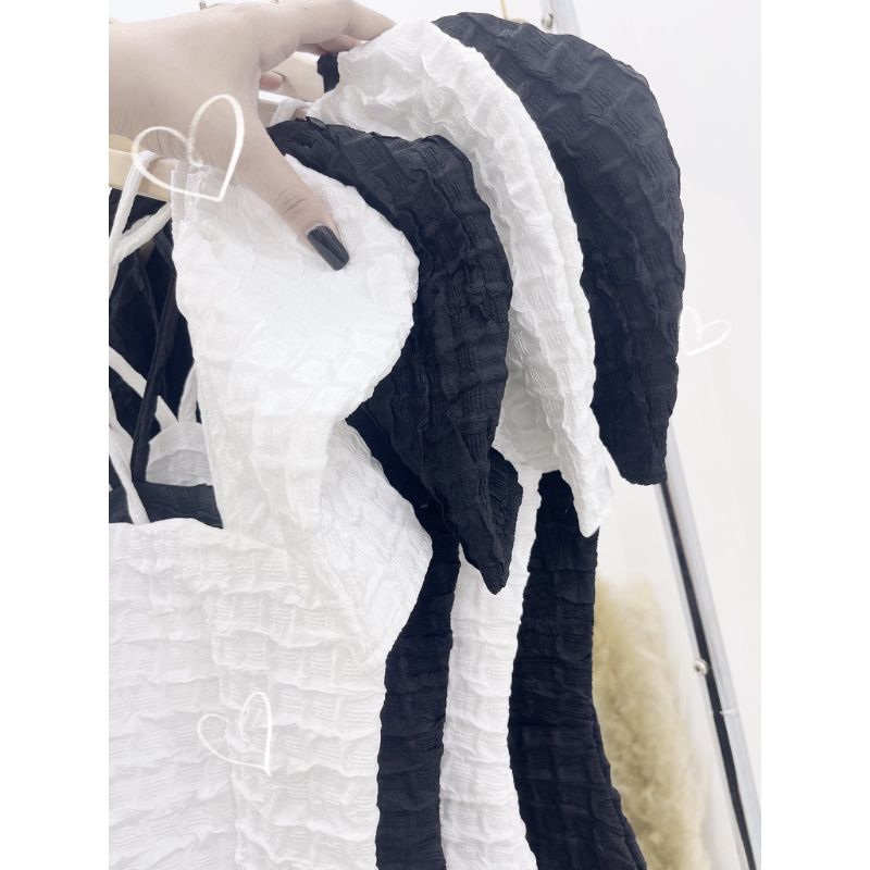 ĐẦM XOÈ NHẸ VẢI XỐP Y HÌNH CÓ MÚT TAY CÁNH TIÊN