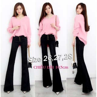 Sale: quần jean đen ống loe 4 nút - dài 103cm - size 29