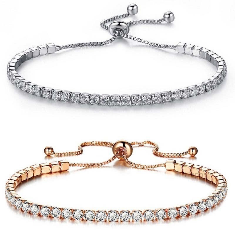 1 Vòng Tay Đính Đá Zircon Nhiều Màu Sắc Có Thể Điều Chỉnh Thời Trang Cho Nữ