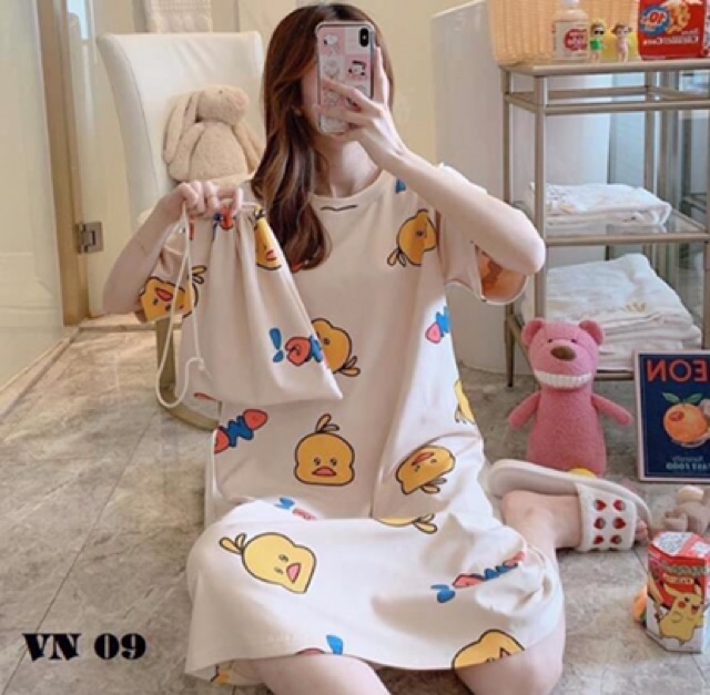 [Có sẵn] Đầm thun mặc nhà nhiều hoạ tiết | BigBuy360 - bigbuy360.vn