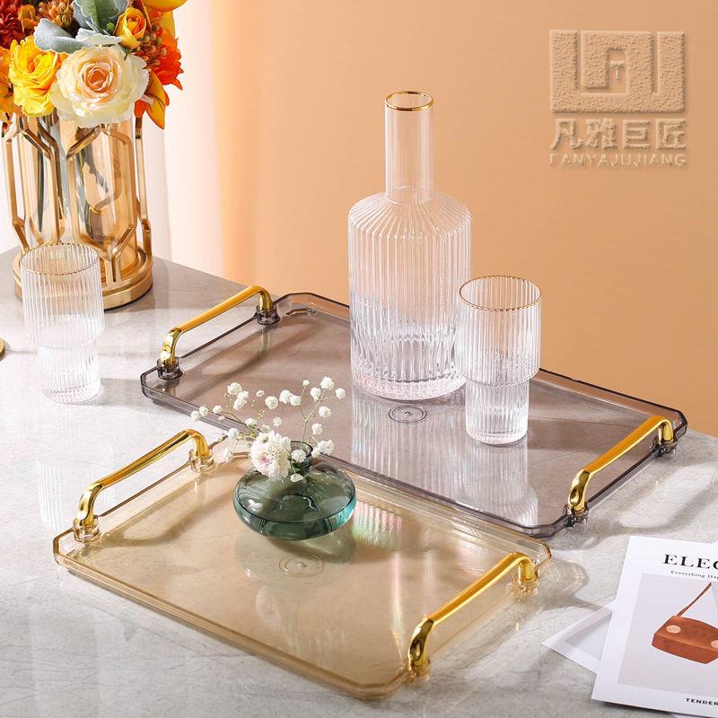 Khay Đựng Cốc Trà Hình Chữ Nhật Sang Trọng Trang Trí Phòng Khách/salon