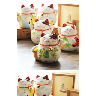Tượng trang trí gốm sứ Mèo thần tài 10x5cm