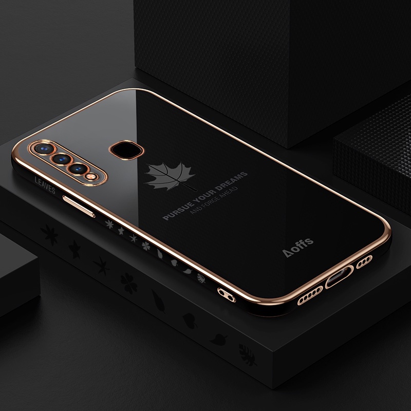 Ốp Điện Thoại Mạ Điện Hình Lá Phong Cho VIVO V21 V21e V20 V20SE V23e V23 V9 Y55S Y85 Y51 2020 Y31 Y53S Y19 Y66 Y67 V5