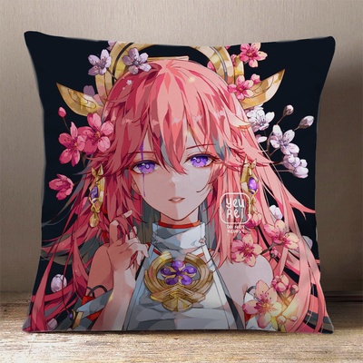 Gối in hình YAE MIKO Genshin Impact game chibi gồm cả vỏ và ruột êm ái chất đẹp
