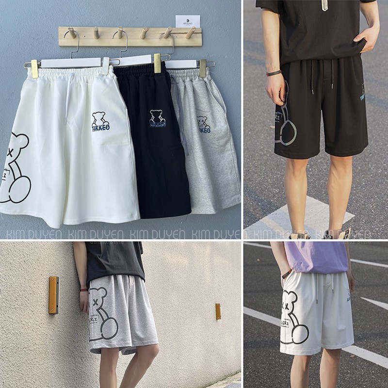 [VIDEO + ẢNH THẬT] Quần Đùi In Gấu Cực Hot - Form Unisex Freesize 38-70kg Nam Nữ