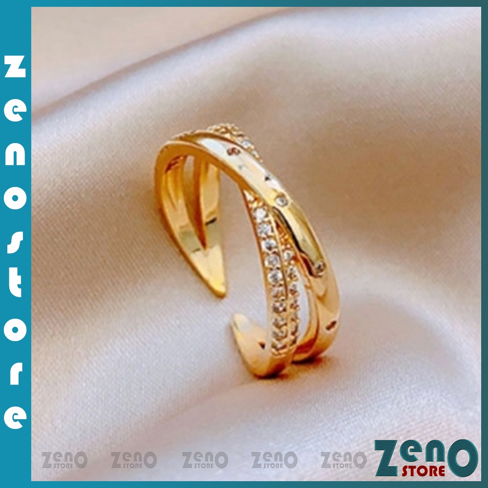 Nhẫn hở ZenO mạ vàng phong cách Hàn Quốc N03 có thể điều chỉnh độ rộng
