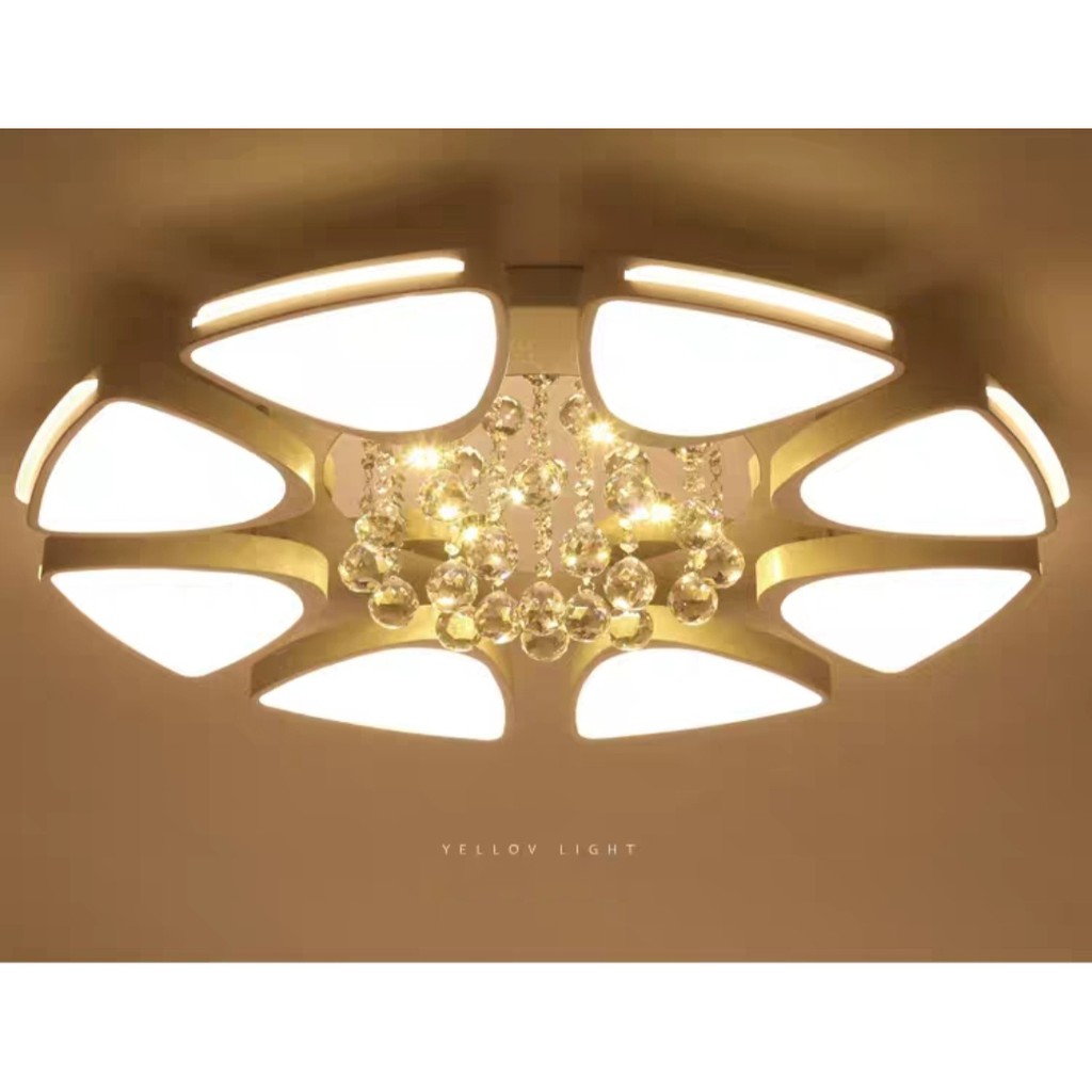 Đèn Led Ốp Trần - Đèn Áp Trần Trang Trí Pha Lê A2 3 Chế Độ Sáng Kèm Điều Khiển Từ Xa Trang Trí Phòng Khách